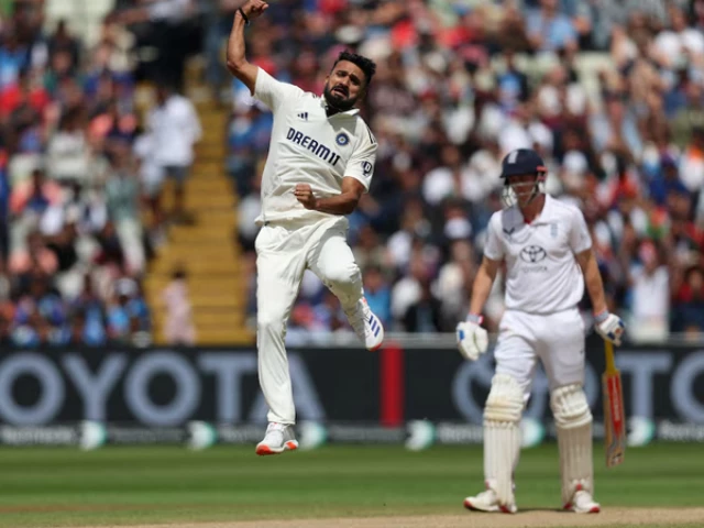 india s akash deep celebrates after taking the wicket of england s ollie pope photo reuters