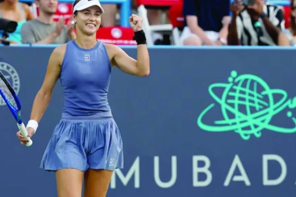 Kalinskaya sets up DC final with Fernandez | The Express Tribune anna kalinskaya celebrates after match point against emma raducanu in the dc open semi final at rock creek park tennis center photo geoff burke reuters