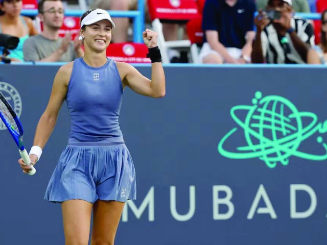anna kalinskaya celebrates after match point against emma raducanu in the dc open semi final at rock creek park tennis center photo geoff burke reuters