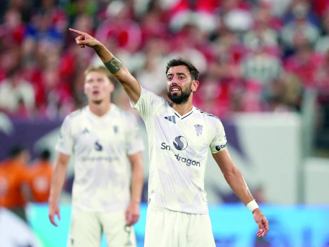 manchester united s bruno fernandes reacts during the premier league summer series match against west ham united fc at metlife stadium on july 26 photo afp