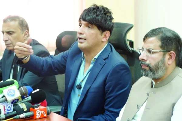 the president of the pakistan football federation syed mohsen gilani during the press conference at the football house photo courtesy pff