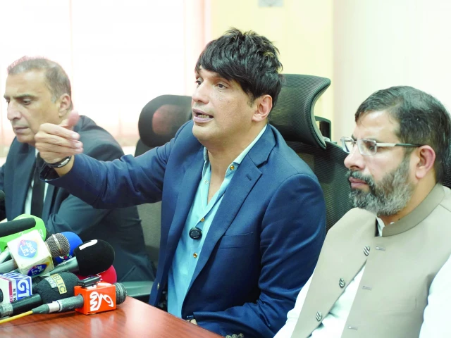 the president of the pakistan football federation syed mohsen gilani during the press conference at the football house photo courtesy pff