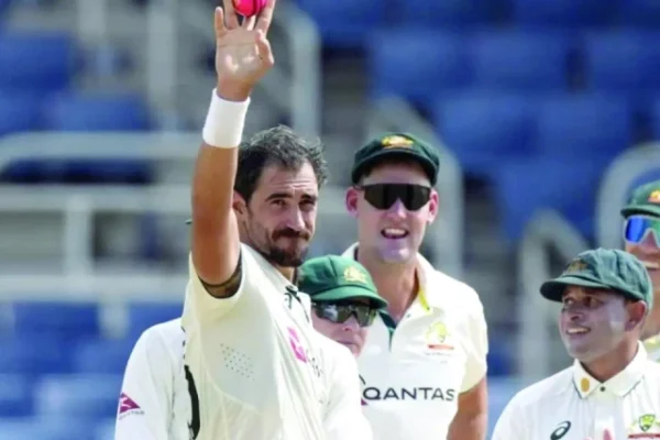 australian fast bowler mitchell starc celebrates his 400th test wicket photo afp