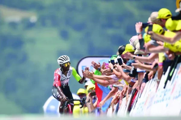 wanty s biniam girmay with spectators before crossing the finish line of tour de france stage 13 photo reuters