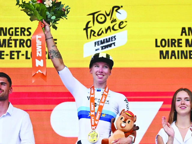 veteran dutch rider marianne vos took the overall leader s jersey in the women s tour de france photo afp
