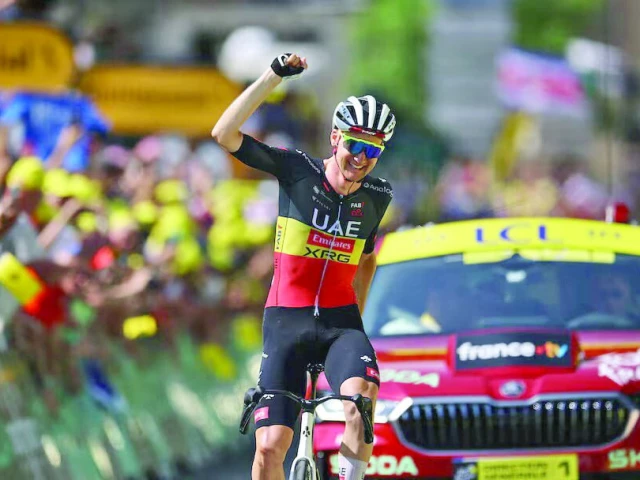 uae team emirates xrg s tim wellens celebrates as he crosses the finish line to win tour de france stage 15 photo reuters