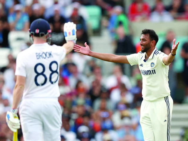 india s prasidh krishna celebrates after taking the wicket of england s jamie overton photo reuters