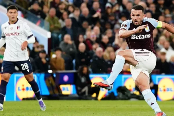 john mcginn scores the opening goal for aston villa against bologna photo afp