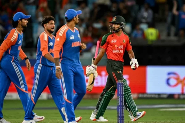 bangladesh s tanzim hasan sakib r walks back to the pavilion after his dismissal during the asia cup 2025 super four twenty20 international cricket match between bangladesh and india at the dubai international stadium in dubai on september 24 2025 photo afp