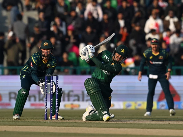 pakistan s saim ayub plays a shot during the first twenty20 international cricket match between pakistan and australia at the gaddafi stadium in lahore on january 29 2026 photo afp