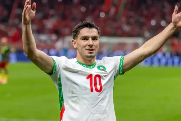 brahim diaz celebrates after giving morocco the lead in their africa cup of nations quarter final against cameroon photo afp