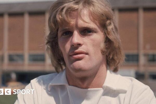 Footballer Gordon McQueen poses for a photo at Leeds United's training ground in 1974