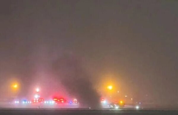 Private jet crashes in flames at Maine airport with eight aboard