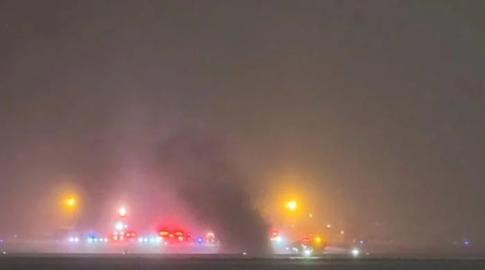 Private jet crashes in flames at Maine airport with eight aboard