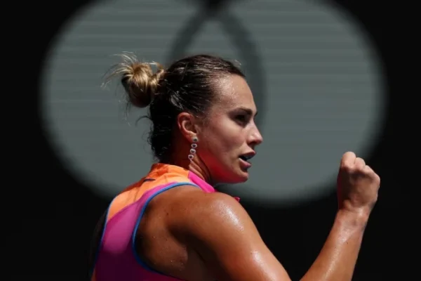 belarus aryna sabalenka reacts during her fourth round match against canada s victoria mboko photo reuters
