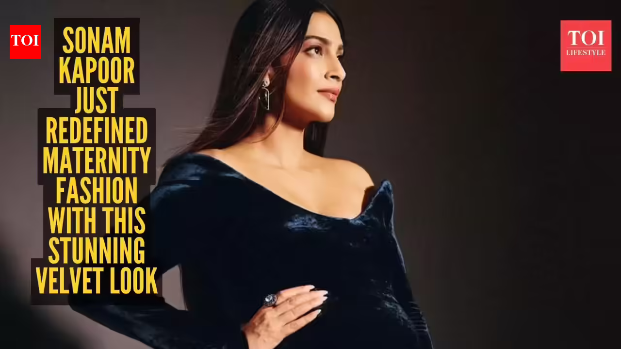 Sonam Kapoor’s pregnancy glow hits different in this navy velvet gown - The Times of India