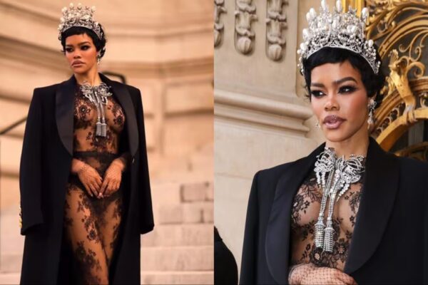 Teyana Taylor Stuns In Sheer Lace And Antique Jewels At Schiaparelli Spring 2026