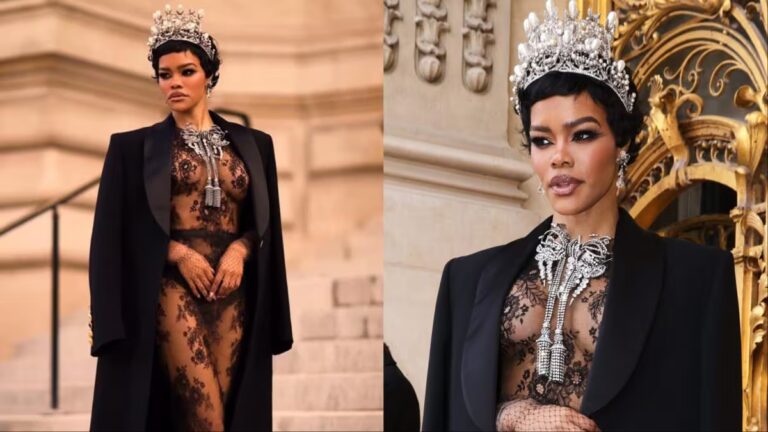 Teyana Taylor Stuns In Sheer Lace And Antique Jewels At Schiaparelli Spring 2026