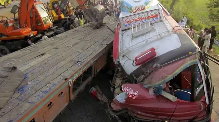 At least 13 killed, including driver and conductor, in Khairpur bus crash