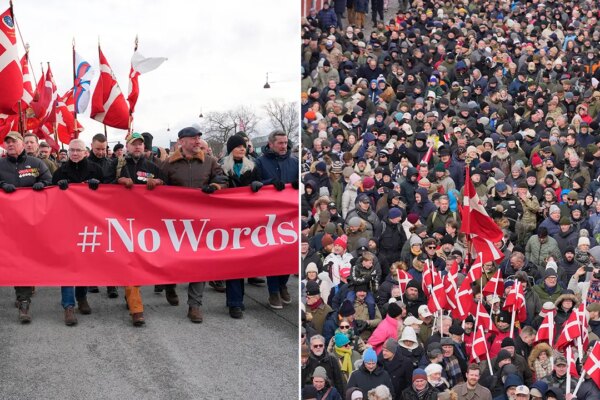 Hundreds protest Trump's NATO comments and Greenland demands at US embassy in Copenhagen