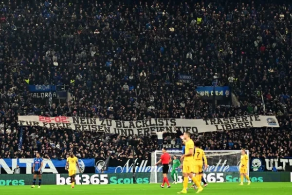 atalanta fans display a banner in the stands at new balance arena photo reuters