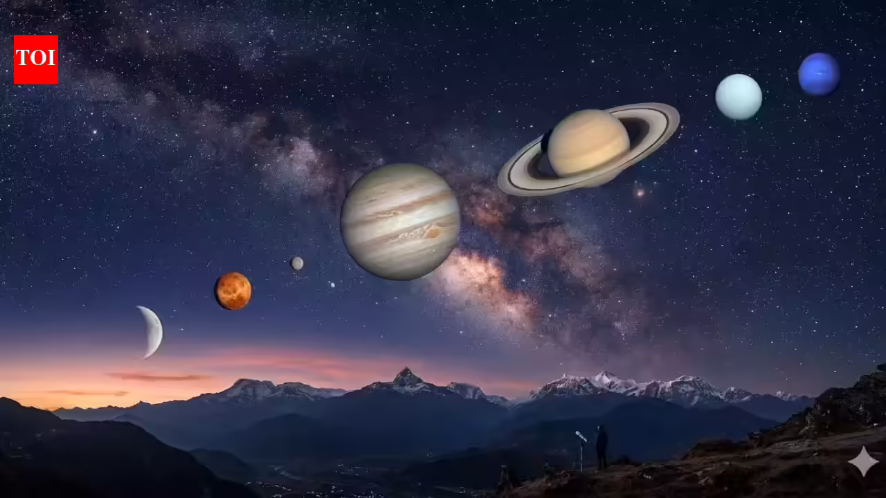 Planetary Parade Of Six Planets : Rare six-planet 'parade' visible in the night sky this weekend: When and where to watch the celestial alignment | - The Times of India