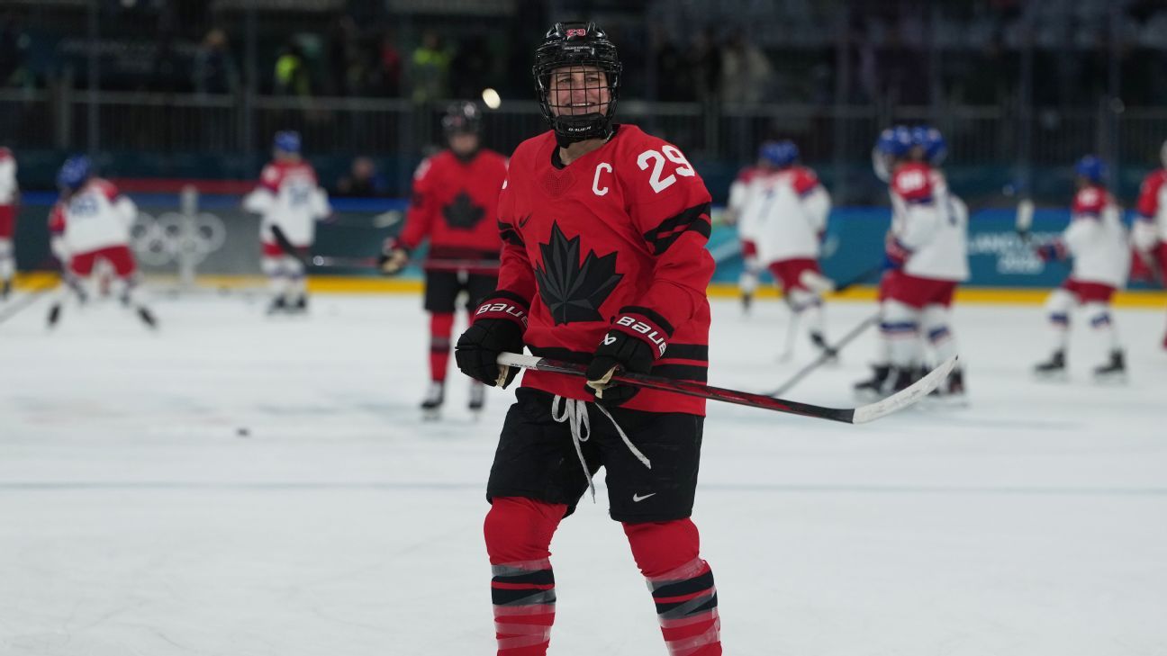 Poulin, Canada women's hockey captain, out vs. U.S. at Olympics
