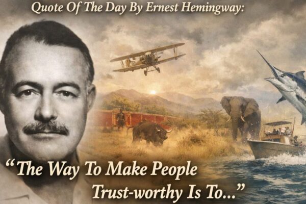 Quote Of The Day By Ernest Hemingway: "The Way To Make People Trust-worthy Is..."