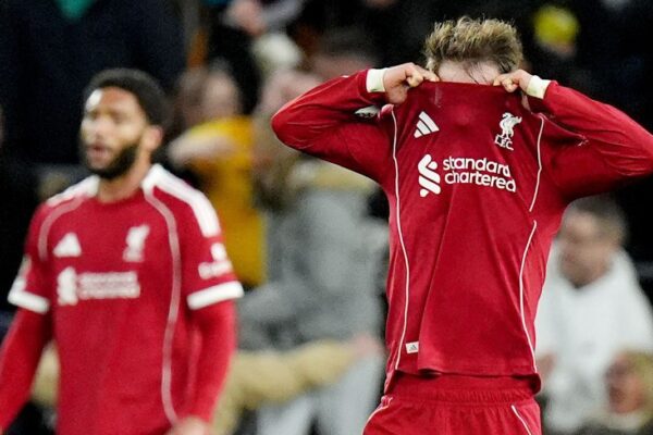 Another late goal is Liverpool's undoing in loss to last-place Wolves