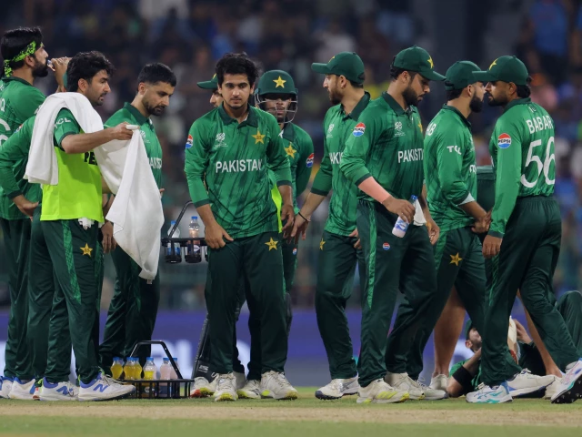 pakistan teammates during the mid innings break against india in t20 world cup clash in colombo on february 15 2026 photo reuters