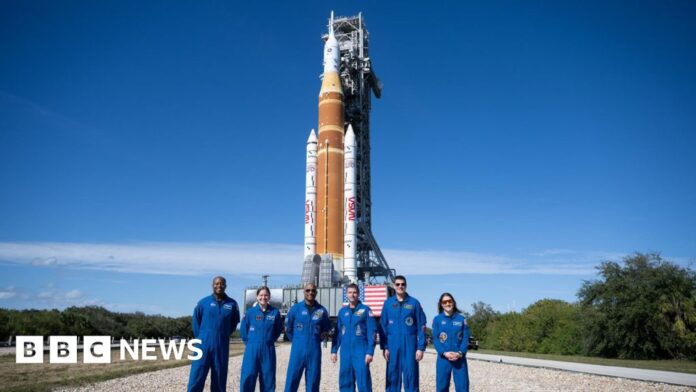 Nasa's Moon rocket Artemis rolls back to pad for possible April launch