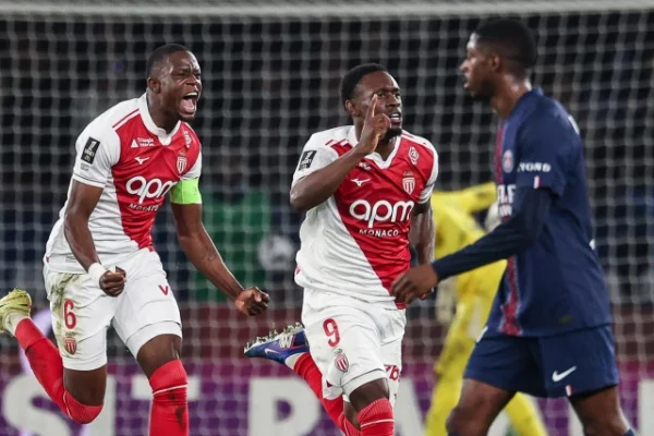 folarin balogun c celebrates after scoring monaco s third goal in their 3 1 win over psg photo afp