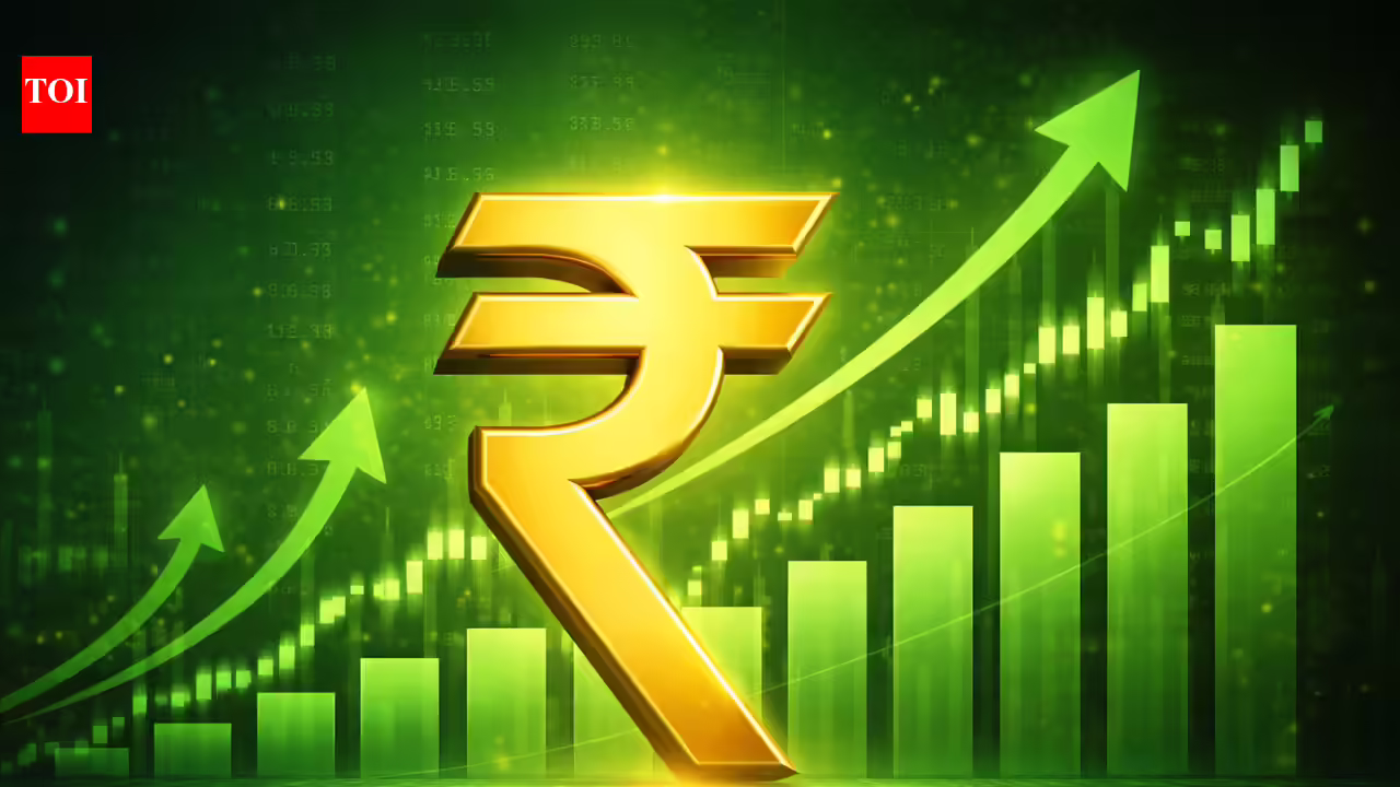Rupee back in green: Currency rises 55 paise to 91.54 against US dollar - The Times of India
