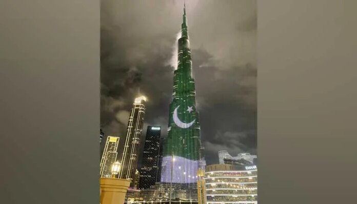 WATCH: Dubai marks Pakistan Day by illuminating Burj Khalifa in green