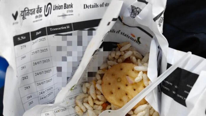 Rs 20 Bhel Puri Wrapped In Bank Statement Goes Viral. Man Calls Privacy And Hygiene A 'Joke'