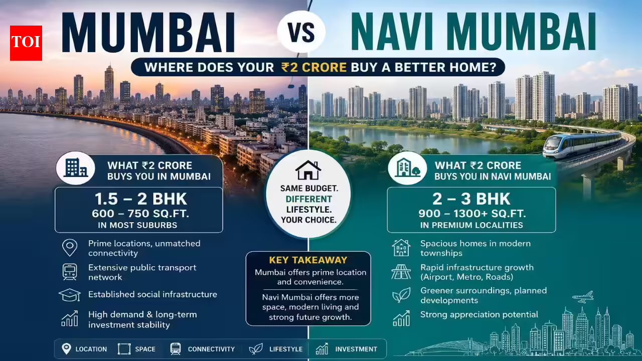Mumbai vs Navi Mumbai: Where does your ₹2 crore buy a better home?