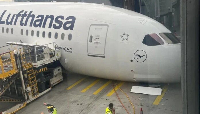 WATCH: Lufthansa Boeing jet tips onto its nose at German airport