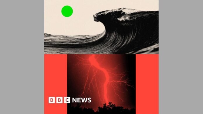 Thin, lobster red banner with white text saying ‘InDepth newsletter’. To the right are black and white portrait images of Emma Barnett and John Simpson. Emma has dark-rimmed glasses, long fair hair and a striped shirt. John has short white hair with a white shirt and dark blazer. They are set on an oatmeal, curved background with a green overlapping circle. 