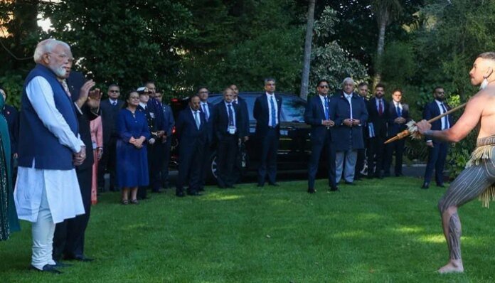 India's Modi receives traditional Maori powhiri welcome in Auckland