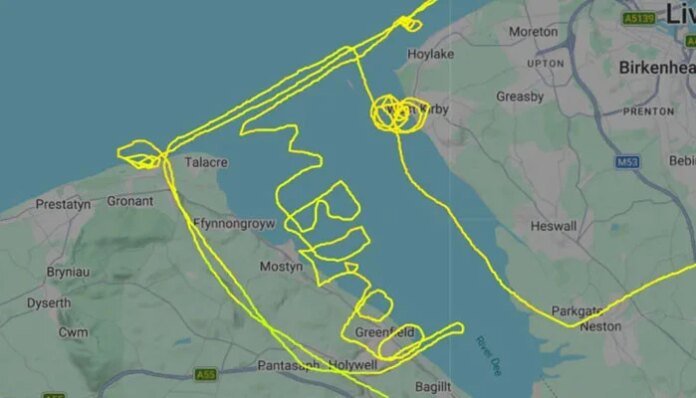 Pilot traces 'I'm bored' message during test flight