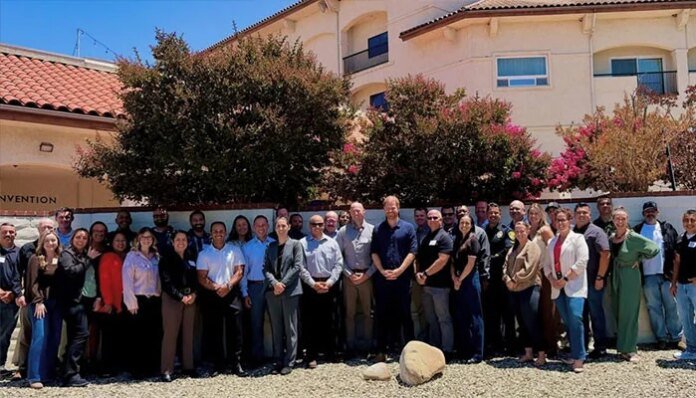 Prince Harry pictured with California's first responders for heartfelt discussion