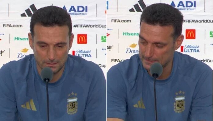 Scaloni leaves press conference in tears after World Cup final defeat