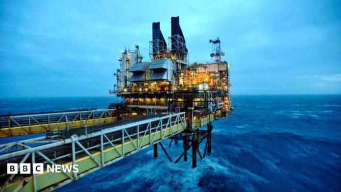 A general view of the BP ETAP (Eastern Trough Area Project) oil platform in the North Sea on February 24, 2014, around 100 miles east of Aberdeen, Scotland.