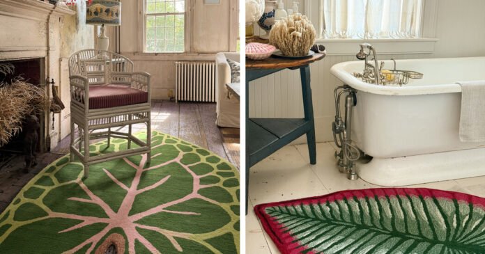 From John Derian, a Playful Collection of Leaf-Shaped Rugs